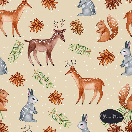 seamless repeat pattern- winter woodland animals- exclusiv pattern