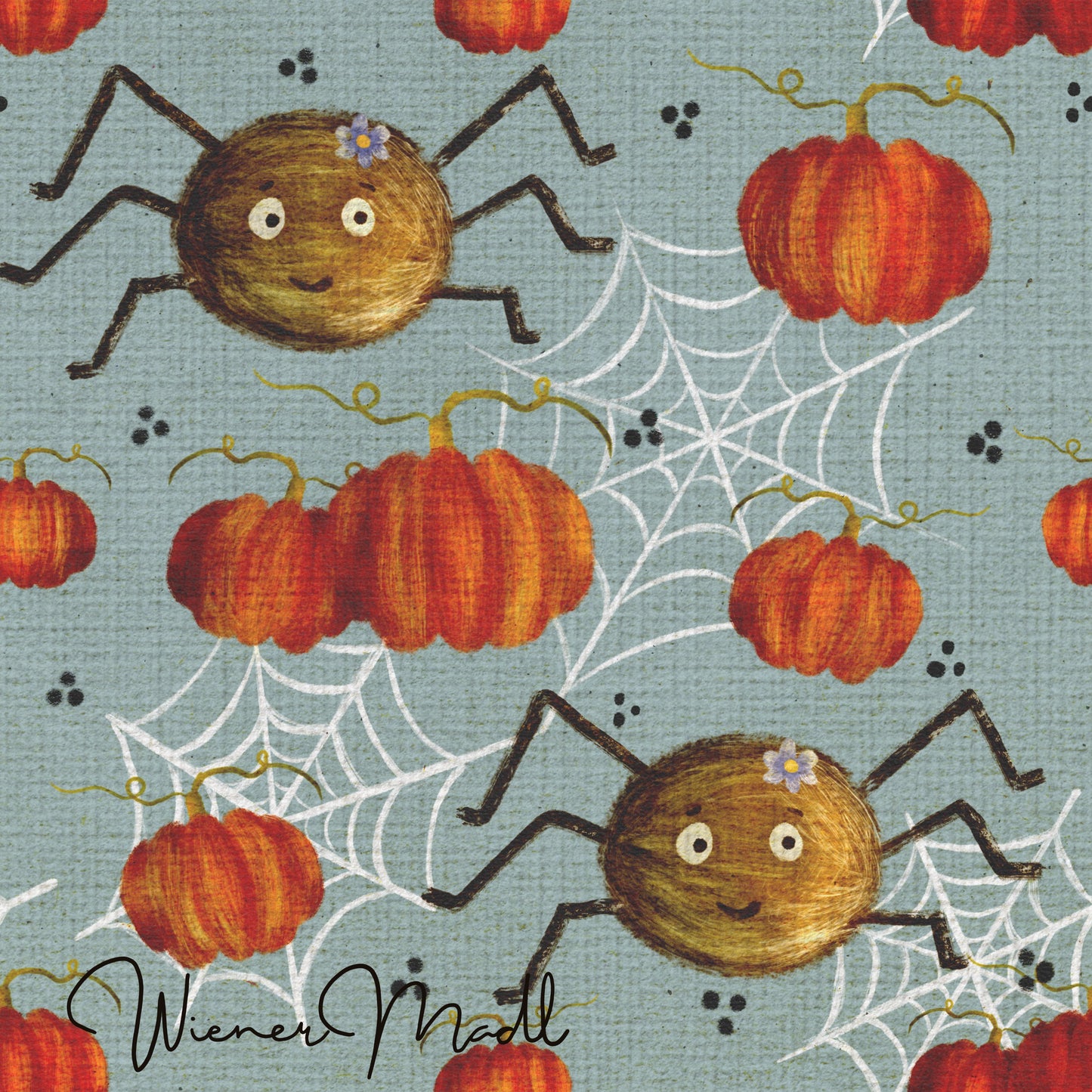 seamless repeat pattern- spider and web handdrawn design- exclusiv pattern