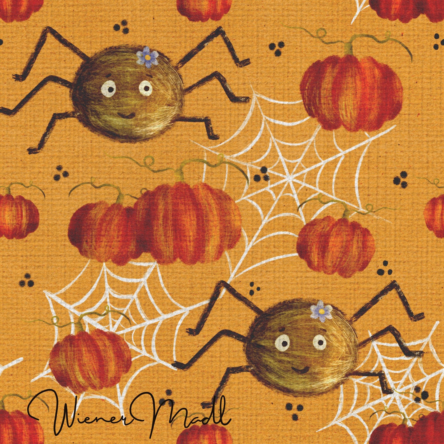 seamless repeat pattern- spider and web handdrawn design- exclusiv pattern