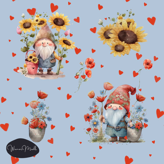 Seamless repeat pattern- Gnomes in the Garden- exclusive pattern