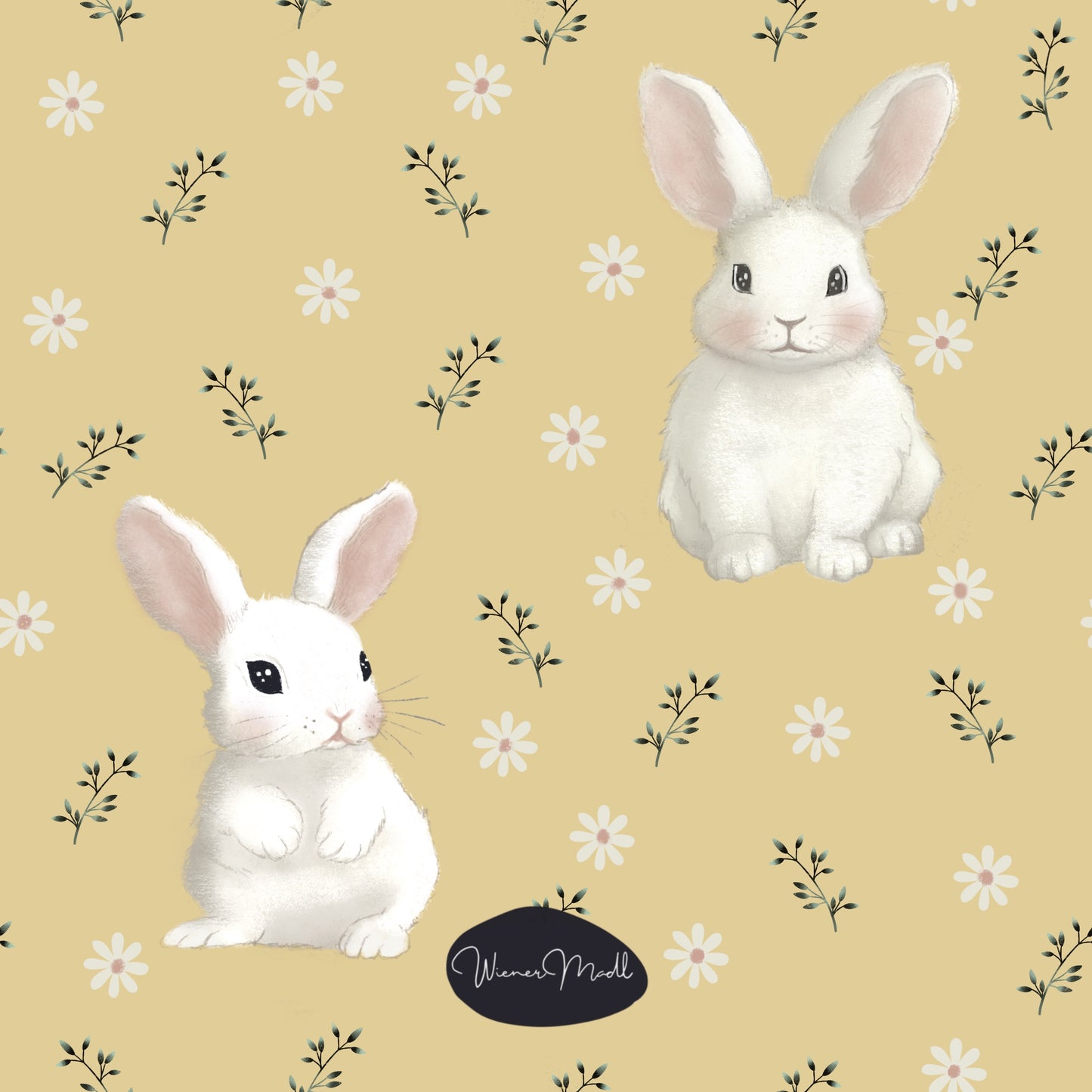 seamless repeat pattern- countryside bunnies- handdrawn design-exclusiv pattern