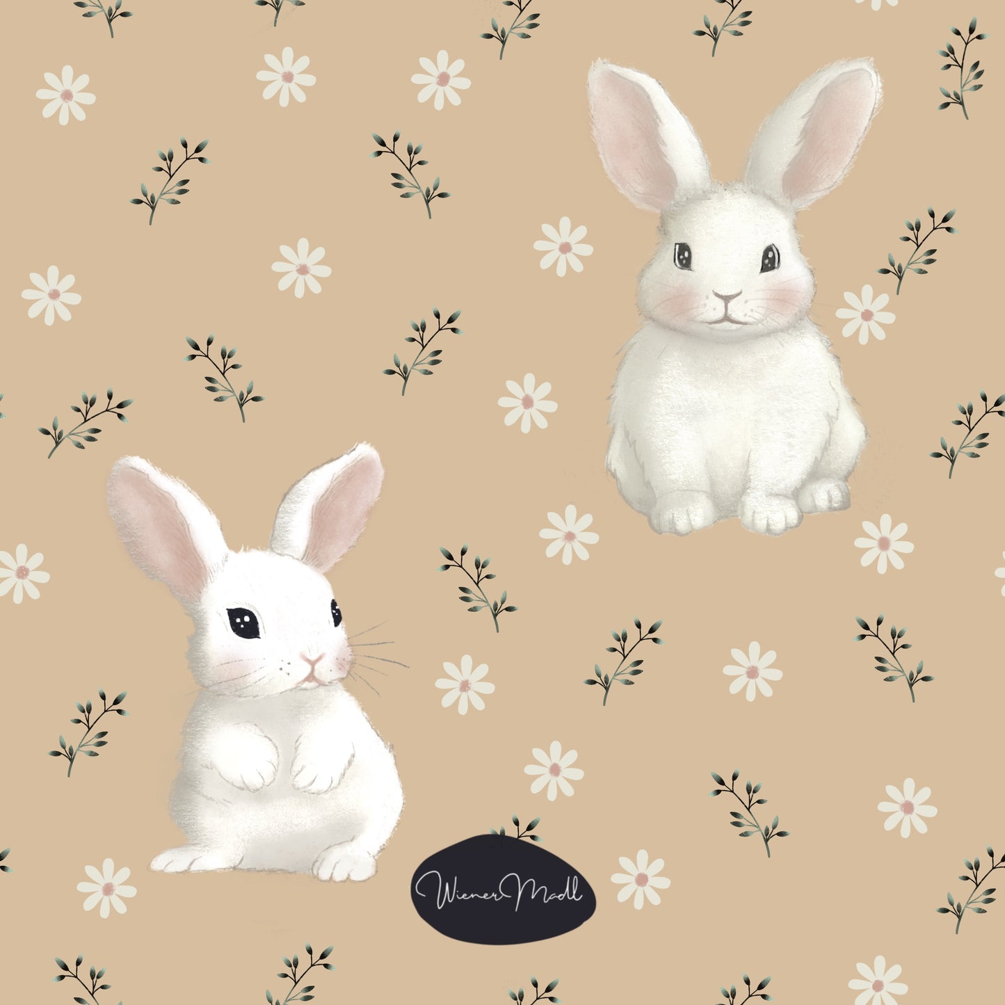 seamless repeat pattern- countryside bunnies- handdrawn design-exclusiv pattern