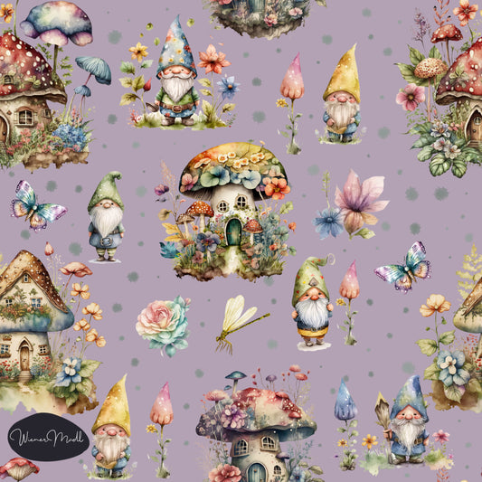 seamless repeat pattern- gnomes and mushrooms- exclusive pattern