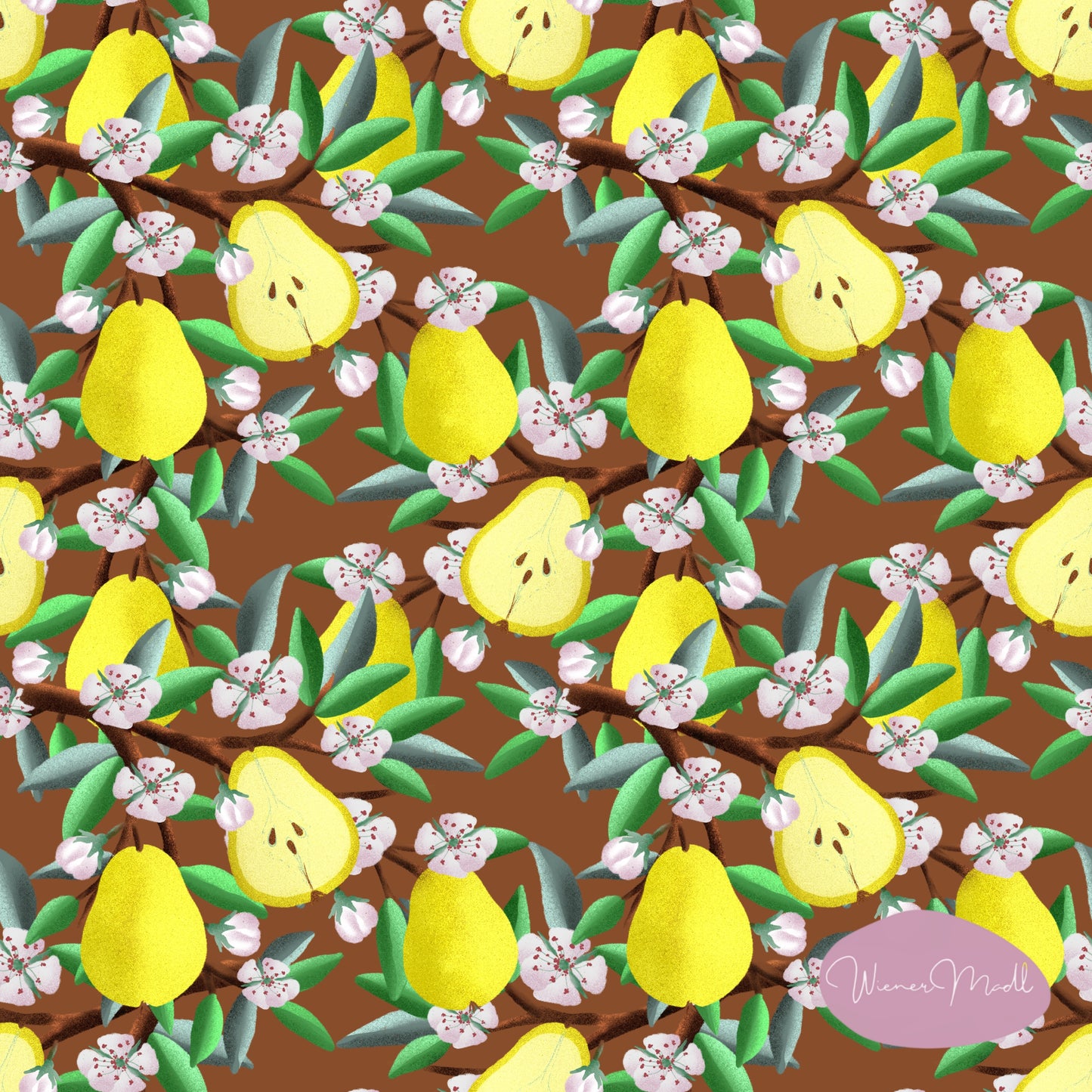 seamless repeat pattern- pears handdrawn design- exclusiv pattern