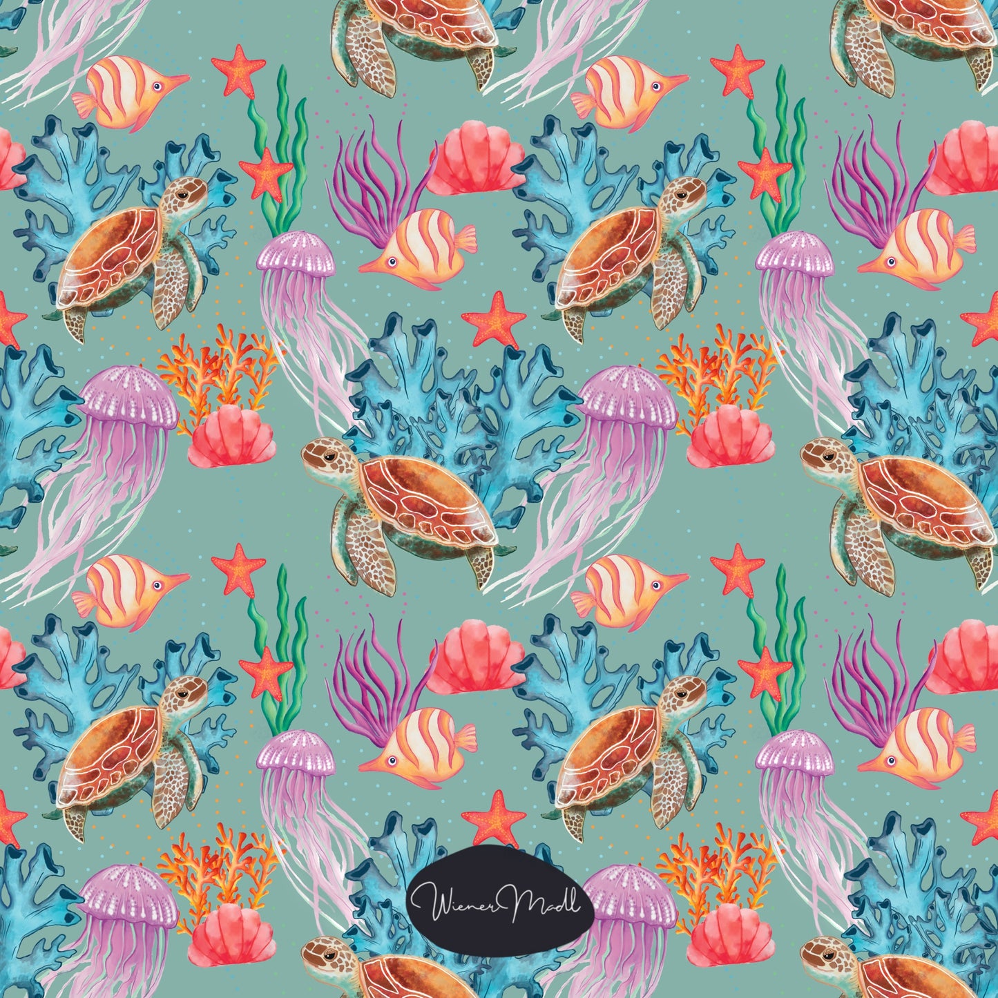 seamless repeat pattern- in the sea- handdrawn design-exclusive pattern