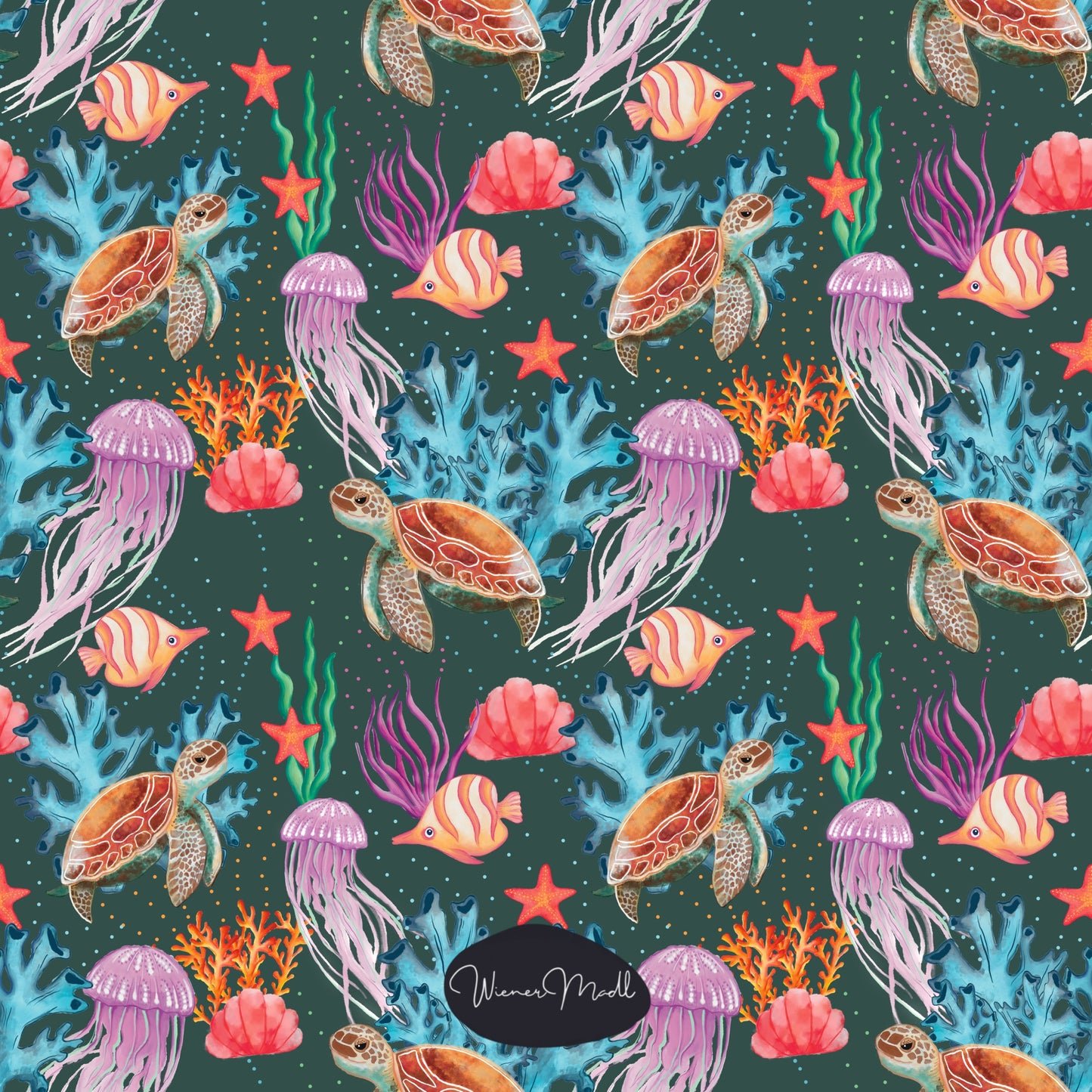 seamless repeat pattern- in the sea- handdrawn design-exclusive pattern