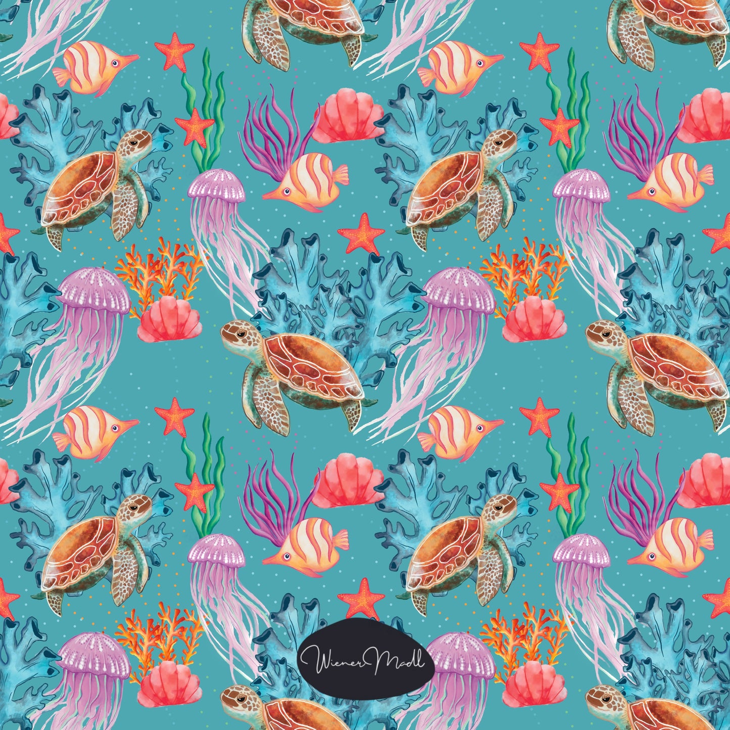 seamless repeat pattern- in the sea- handdrawn design-exclusive pattern