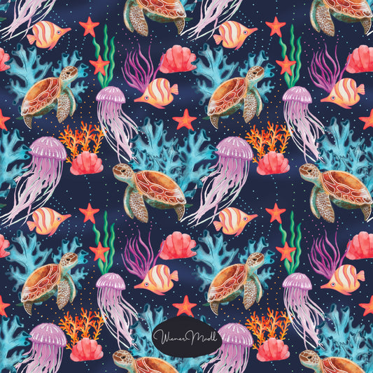 seamless repeat pattern- in the sea- handdrawn design-exclusive pattern