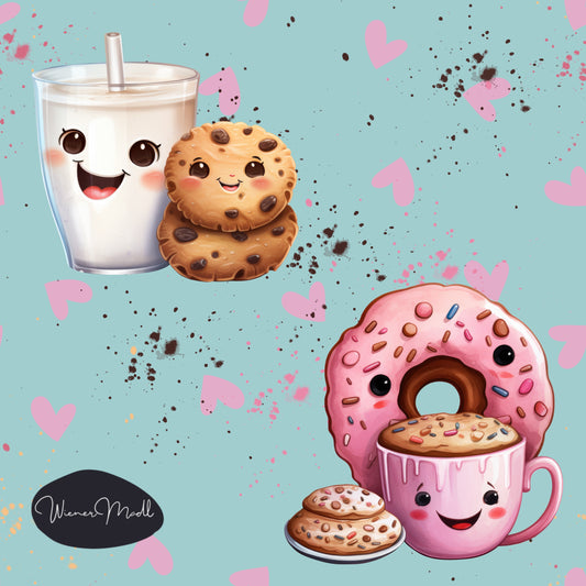 seamless repeat pattern- kawaii milk and cookies- non exclusive pattern