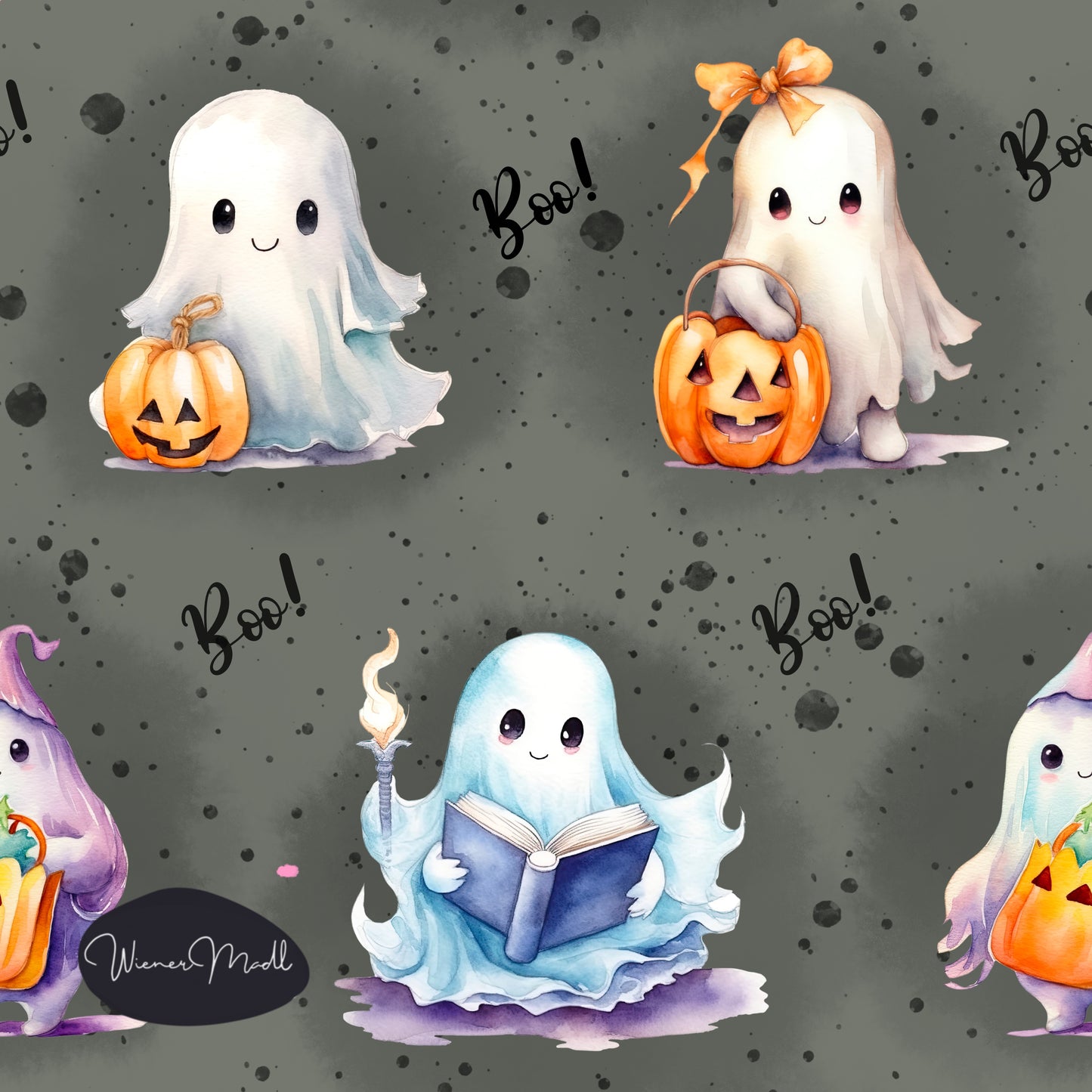 seamless repeat pattern -boo! ghosts- exclusive graphic design
