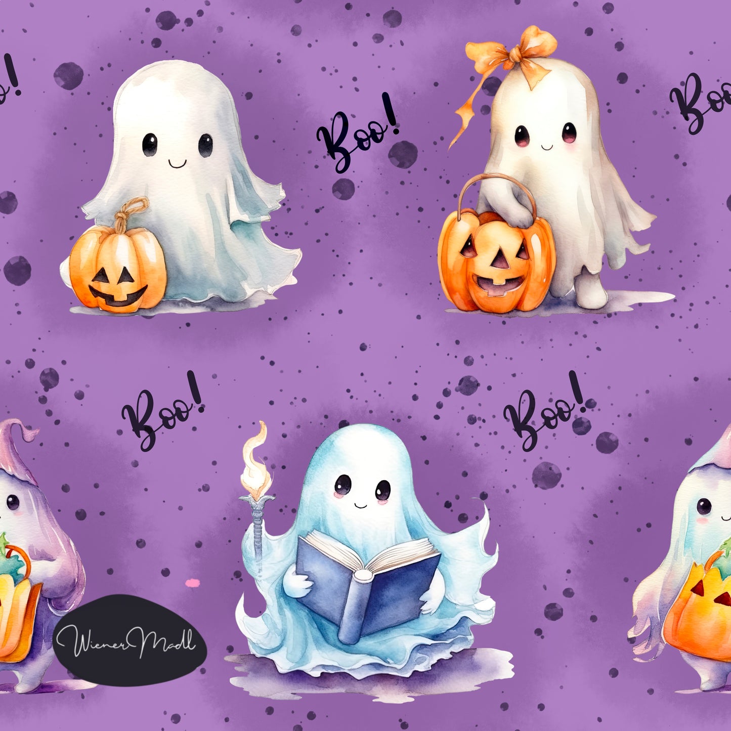 seamless repeat pattern -boo! ghosts- exclusive graphic design