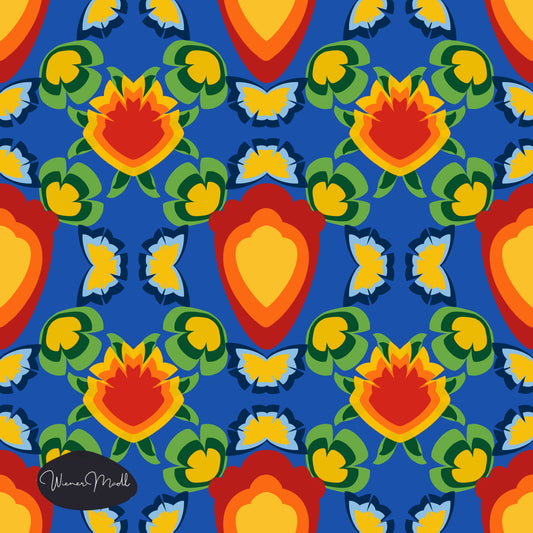 seamless repeat pattern- retro flowers handdrawn-non exclusiv pattern