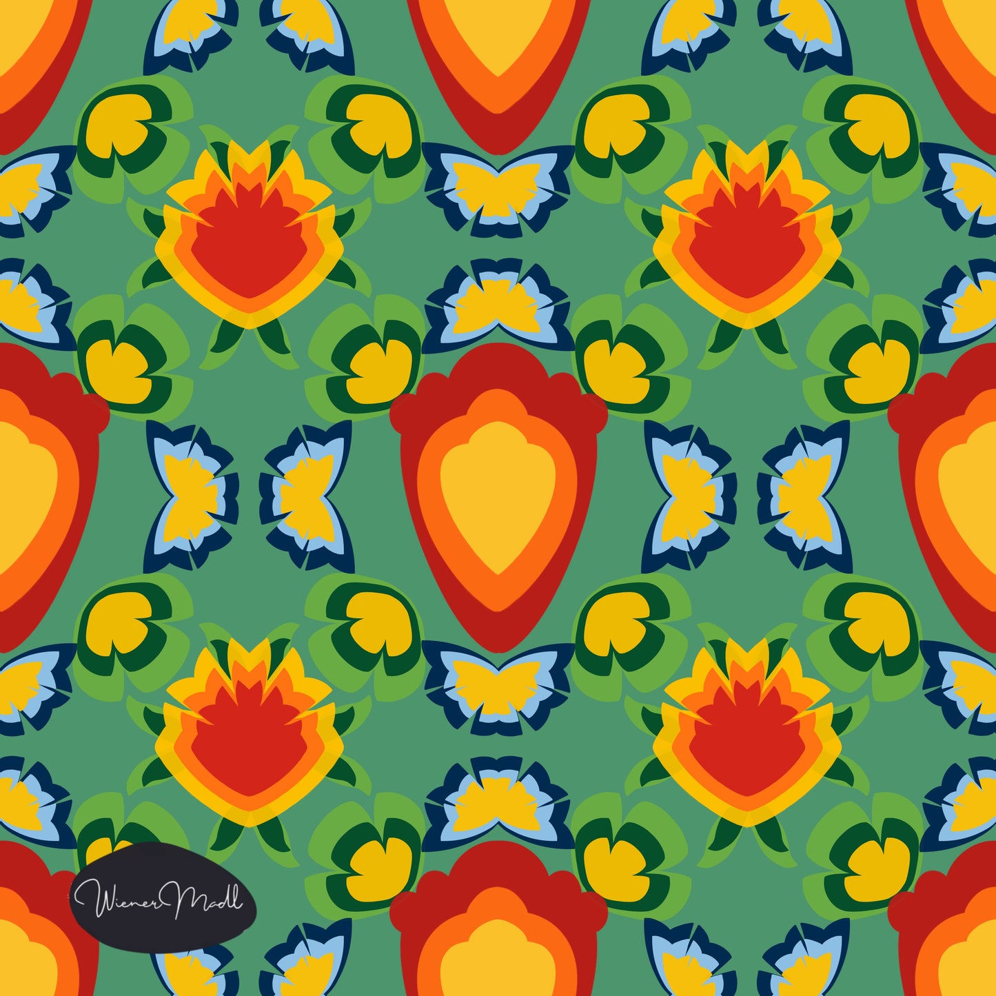 seamless repeat pattern- retro flowers handdrawn-non exclusiv pattern