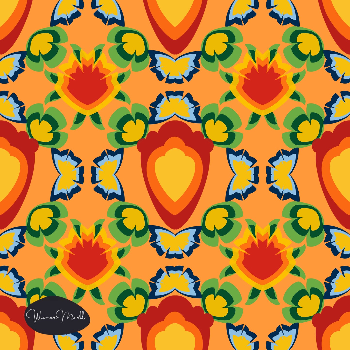 seamless repeat pattern- retro flowers handdrawn-non exclusiv pattern