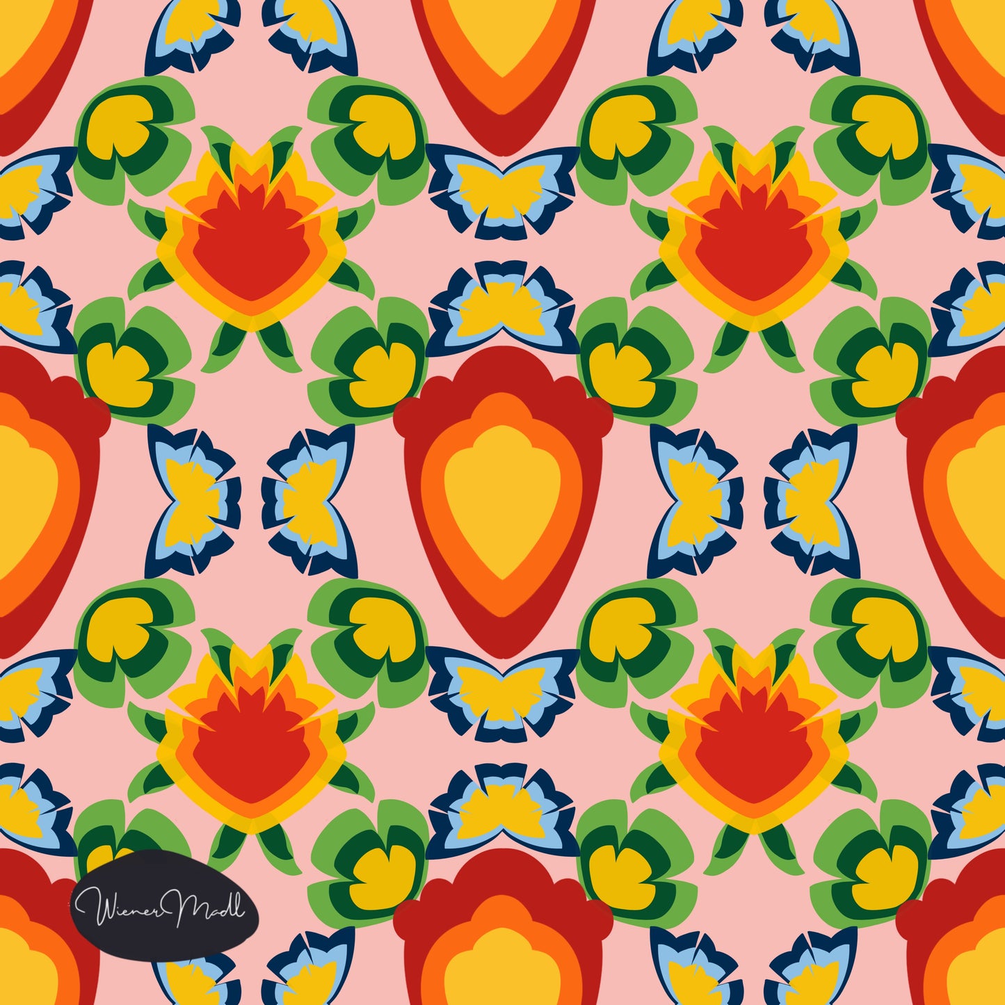 seamless repeat pattern- retro flowers handdrawn-non exclusiv pattern