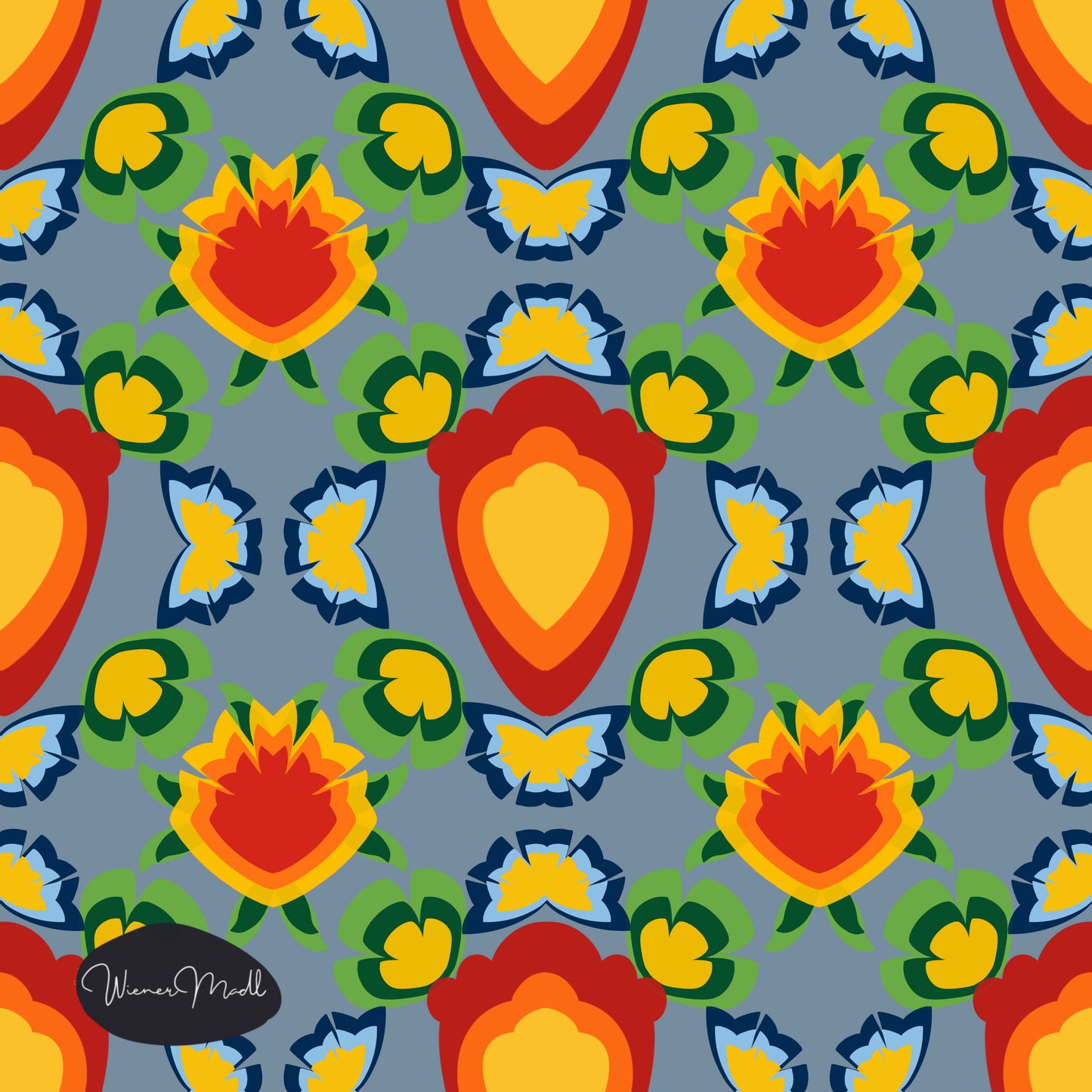 seamless repeat pattern- retro flowers handdrawn-non exclusiv pattern