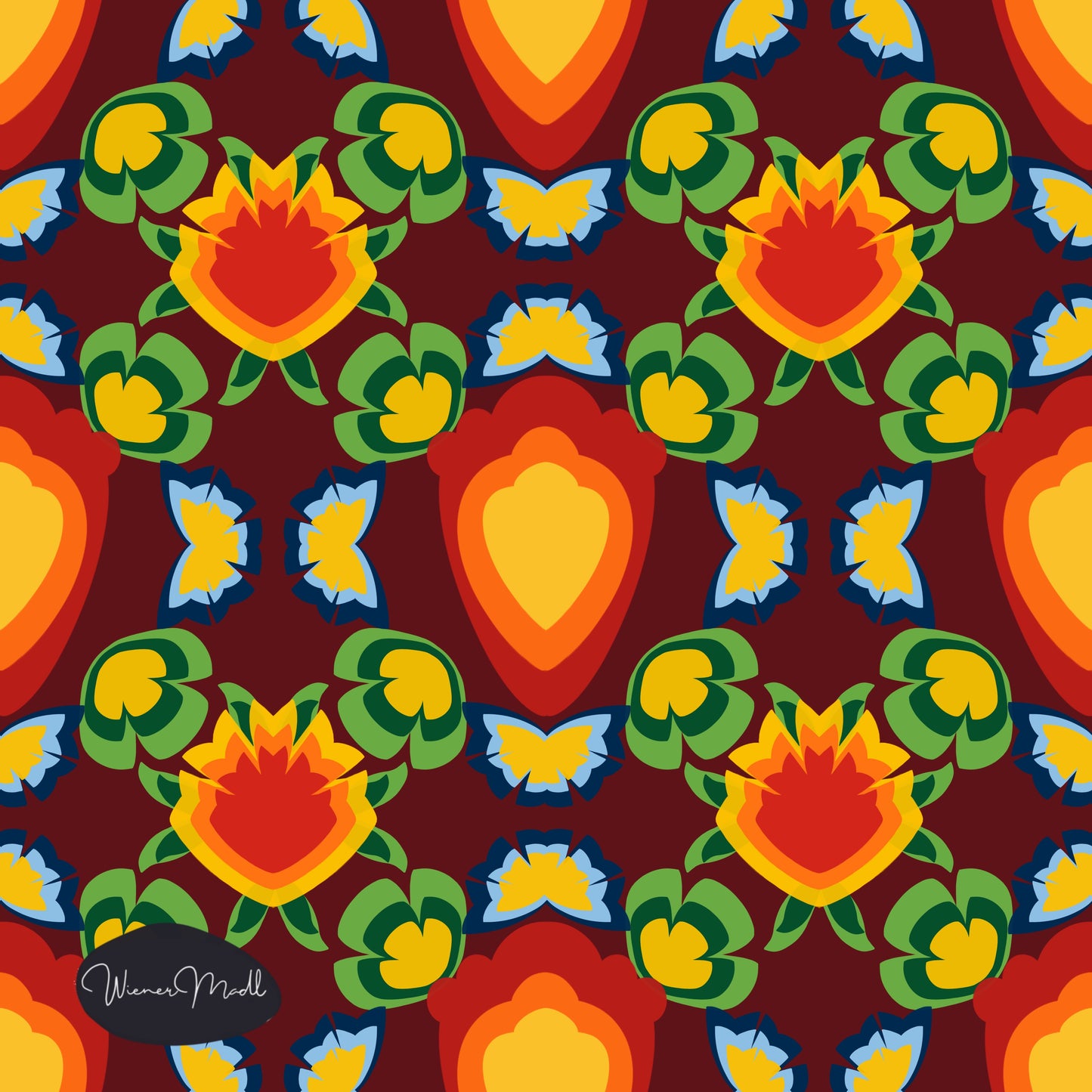 seamless repeat pattern- retro flowers handdrawn-non exclusiv pattern