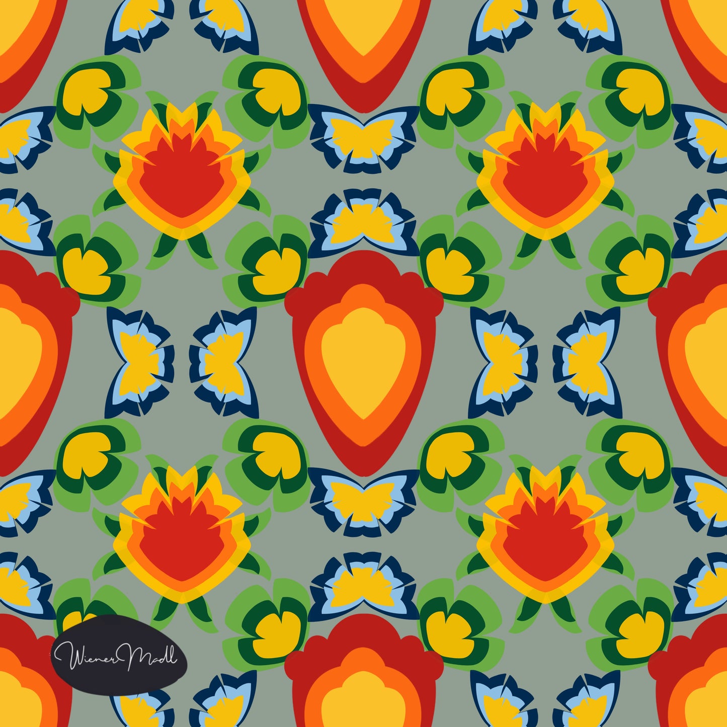 seamless repeat pattern- retro flowers handdrawn-non exclusiv pattern