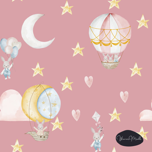 seamless repeat pattern-  flying bunnies- exclusiv pattern